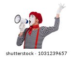 Mime Speaking In Megaphone And...
