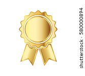 golden medal icon with ribbon.... | Shutterstock .eps vector #580000894