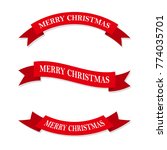 set of red christmas ribbons or ... | Shutterstock .eps vector #774035701