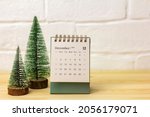 December 2021 is on the calendar.Desktop flip calendar .Hello December