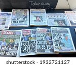 Small photo of Meghan Markle, London, UK- 3.9.2021: UK tabloid press newspapers front pages after the Meghan Markle and Prince Harry Oprah interview, every Tabloid newspaper front page carrying interview revelations