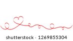 Calligraphy Red Heart Ribbon On ...