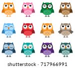 Owls Icons  Bright Owls With...