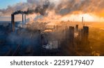 Small photo of industry metallurgical plant dawn smoke smog emissions bad ecology aerial photography