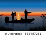 Silhouette Of Fisherman In Boat ...
