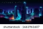 futuristic night city.... | Shutterstock .eps vector #1661961607
