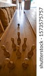 Small photo of Old Wooden Bowling Game in Wild Wild West