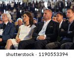 Small photo of Bucharest, Romania - June 17, 2018: Viorel Catarama (R) and his wife Adina Catarama (L) participate in the National Liberal Party leadership elections during the PNL Congress in Bucharest.