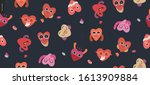 happy hearts seamless pattern   ... | Shutterstock .eps vector #1613909884