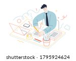 business topics   tasks. flat... | Shutterstock .eps vector #1795924624