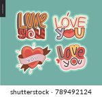 set of contemporary girlie love ... | Shutterstock .eps vector #789492124