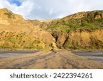 Small photo of Mud River Flowing Down Sandstone Cliffs at Torrey Pines California State Park after Historic Atmospheric Rain Storm Floods in San Diego, Southern California, USA