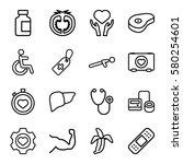 health vector icons. set of 16... | Shutterstock .eps vector #580254601