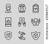insurance icons set. set of 9... | Shutterstock .eps vector #650865517