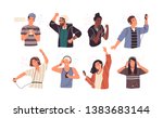 set of joyful people wearing... | Shutterstock .eps vector #1383683144