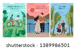 collection of cards with cute... | Shutterstock .eps vector #1389986501