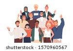 multicultural team flat vector... | Shutterstock .eps vector #1570960567