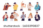 people with smartphones flat... | Shutterstock .eps vector #1603390837
