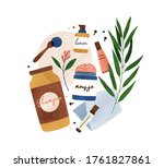 colorful bottle and tubes of... | Shutterstock .eps vector #1761827861