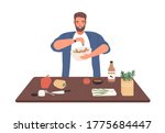 smiling man on diet cook... | Shutterstock .eps vector #1775684447