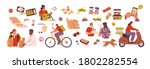 set of scenes with delivery... | Shutterstock .eps vector #1802282554