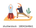 elderly couple practicing yoga... | Shutterstock .eps vector #1804264861