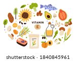 collection of vitamin e sources.... | Shutterstock .eps vector #1840845961