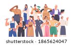 crowd of smart and strong women ... | Shutterstock .eps vector #1865624047