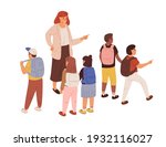 young teacher with diverse... | Shutterstock .eps vector #1932116027