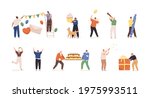 set of happy people preparing... | Shutterstock .eps vector #1975993511