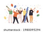 happy people celebrating... | Shutterstock .eps vector #1980095294