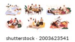 set of happy people gathering... | Shutterstock .eps vector #2003623541