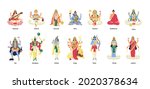 set of ancient indian hindu... | Shutterstock .eps vector #2020378634