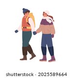happy couple hiking in winter.... | Shutterstock .eps vector #2025589664
