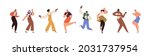 happy people dance to music... | Shutterstock .eps vector #2031737954