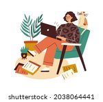 creative writer with laptop and ... | Shutterstock .eps vector #2038064441