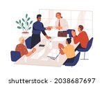 people congratulate colleague... | Shutterstock .eps vector #2038687697