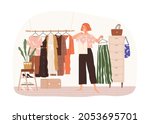 woman in front of her wardrobe  ... | Shutterstock .eps vector #2053695701