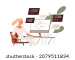 coder at computer screen with... | Shutterstock .eps vector #2079511834