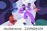 astronaut and cats during... | Shutterstock .eps vector #2109606104