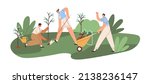 eco volunteers planting trees... | Shutterstock .eps vector #2138236147