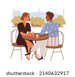 love couple talking on date in... | Shutterstock .eps vector #2140632917