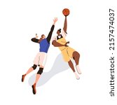 woman athletes play basketball. ... | Shutterstock .eps vector #2157474037