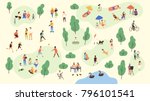 various people at park... | Shutterstock .eps vector #796101541