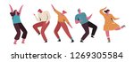 group of young happy dancing... | Shutterstock .eps vector #1269305584
