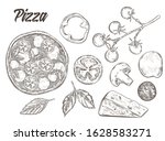 set of pizza ingredients. pizza ... | Shutterstock .eps vector #1628583271