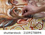 Man Making Mosaic. Process Of...
