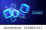 digital cyber cube. neon...
