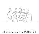 teamwork line drawing  vector... | Shutterstock .eps vector #1746405494