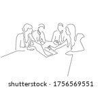 teamwork line drawing  vector... | Shutterstock .eps vector #1756569551